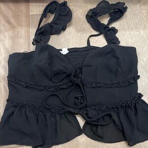 Garage Black Ruffled Blouse